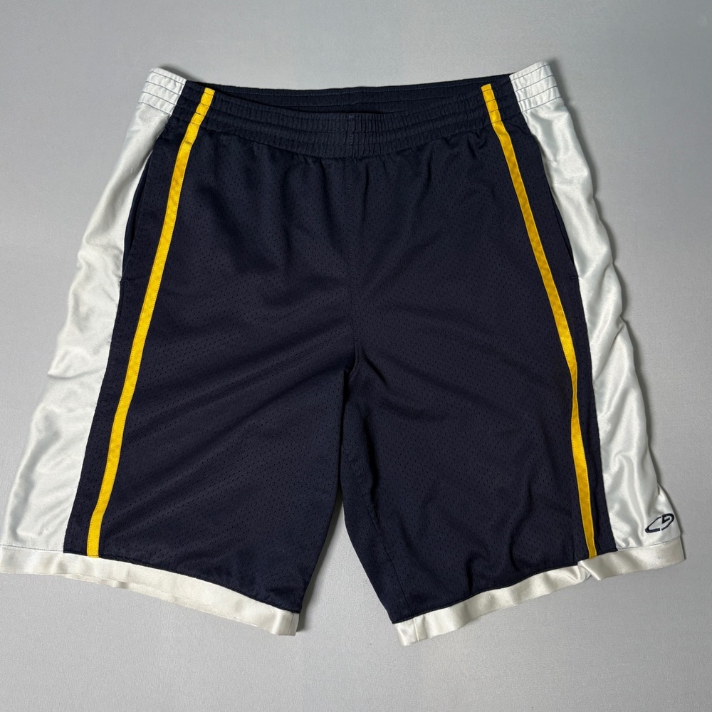 C9 by Champion Mens Mesh Basketball Shorts Navy Blue White Yellow Size M
